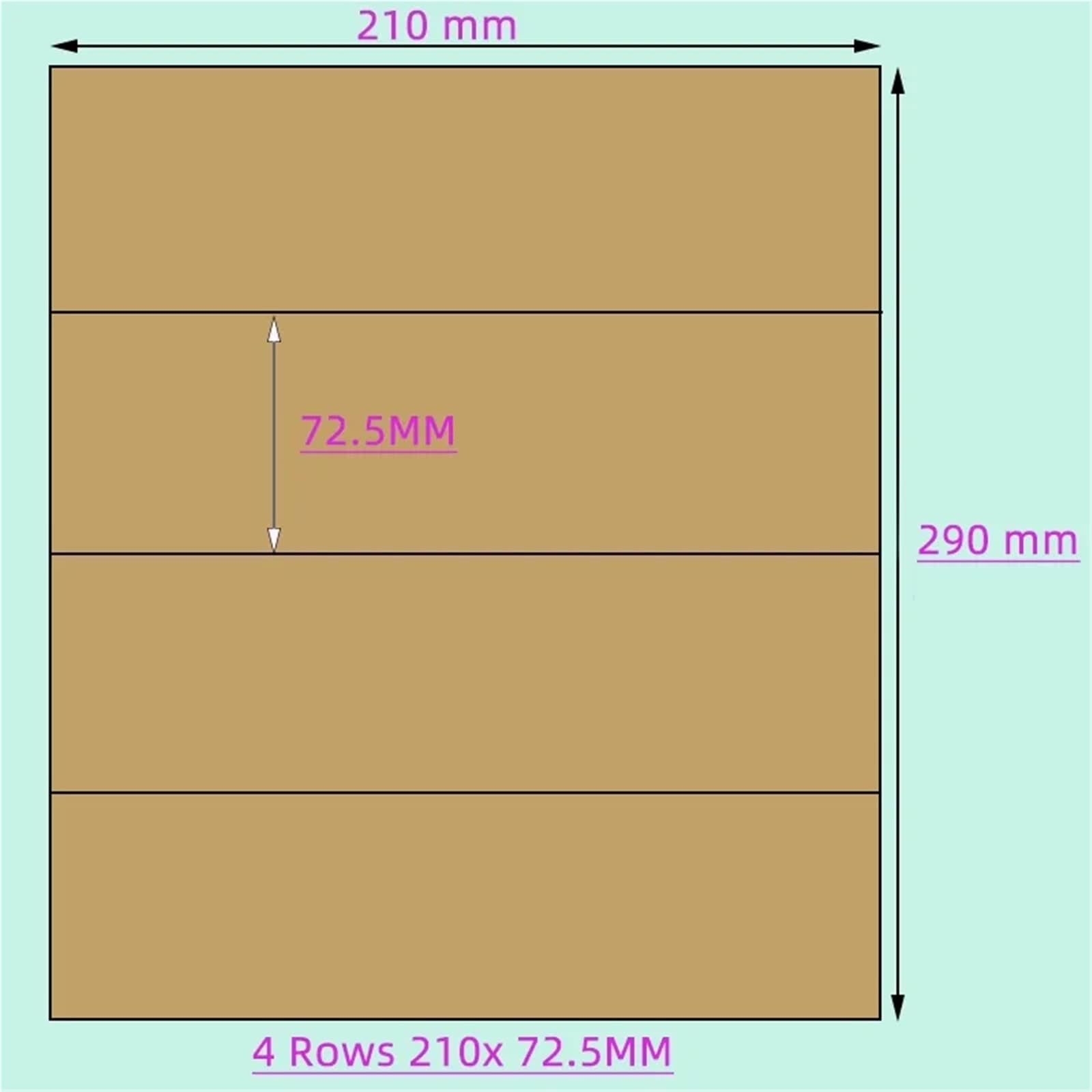 Lot de 100 à 400 étiquettes autocollantes A4 longues bandes vierges en papier kraft pour vêtements, bureau, école (E, 100 pièces)