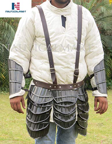 Armor Dark Warrior Tasset Belt with Arm Guard Steel Bracers Armour Medieval Halloween Costume