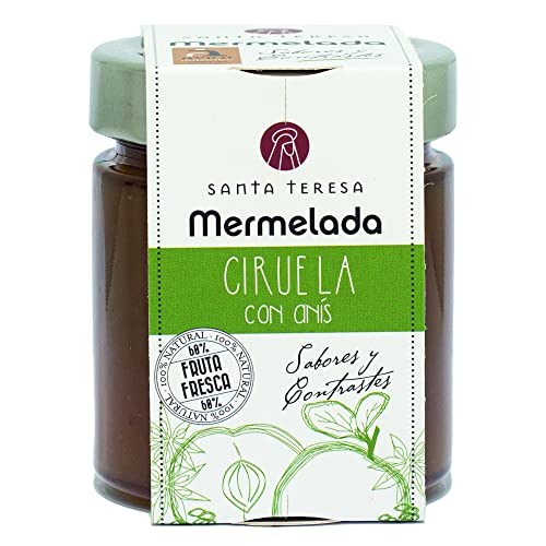 Santa Teresa - Mermelada Sabor Ciruela Con Anís. Sin Conservantes Ni Aditivos. Sin Gluten - Formato En Tarro De Cristal 240 Gramos