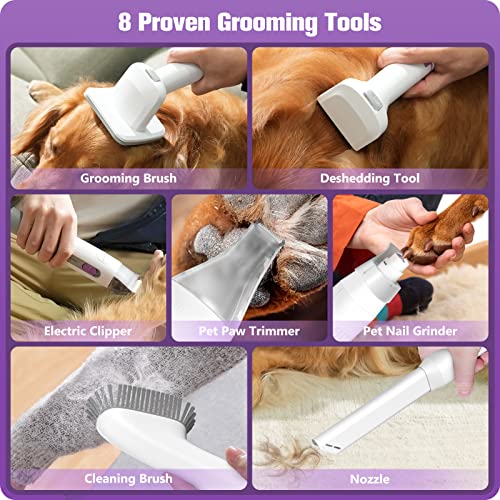 Homeika Pet Grooming Kit & Vacuum Suction 99% Pet Hair, Dog Hair Vacuum With 8 Pet Grooming Tools, 6 Nozzles, Deshedding/Grooming/Nail Grinder/Paw Trimmer And Clipper For Dogs Cats, Storage Bag, 1.5L #TOP4