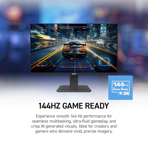 Image of msi PRO MP241W E14V 24-inch IPS 1920 x 1080 (FHD) Office Monitor, 144Hz, Free-Sync, HDMI, DisplayPort, VESA Mountable, Tilt, Speaker, 4-Side Slim Bezel 1ms, White