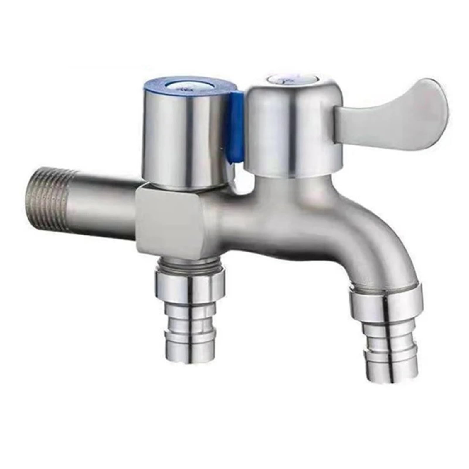 Grifo de acero inoxidable doble salida resuelve la falta de espacio en accesorios de baño