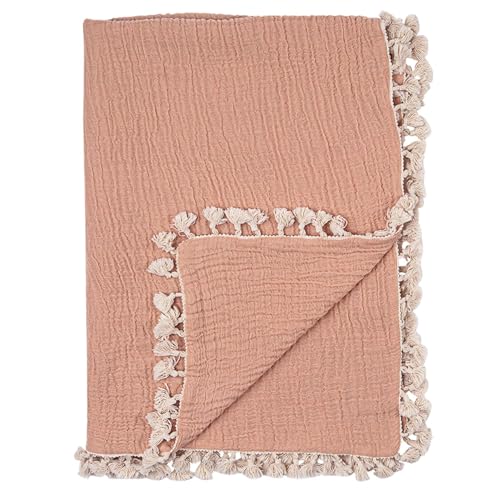 Image of Crane Baby Muslin Swaddle Blanket, Soft Cotton Lightweight Nursery and Stroller Blanket for Baby Boys & Girls, Copper, 30" x 40"