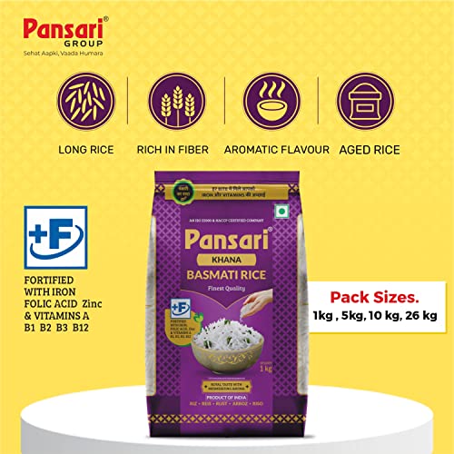 Image of Pansari Khana & Tasty Basmati Rice Combo|Long Grain,Naturally Aged(2-Years) and Fortified|Basmati Rice /Biryani Rice /Pulav Rice-(5+1kg)
