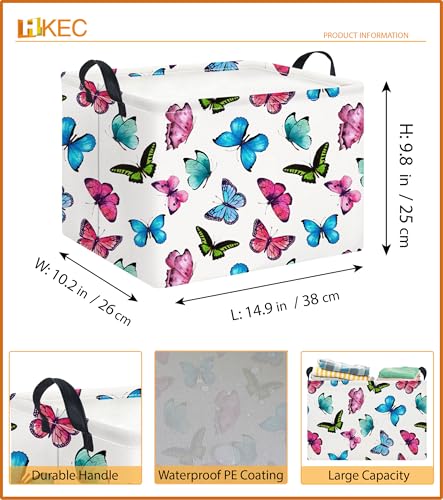 Image of Rectangle Storage Basket with Handles for Kids,Cute Organizer Toy Bin,Gift Basket for Boys and Girls,Room Decor(Colorful Butterfly)