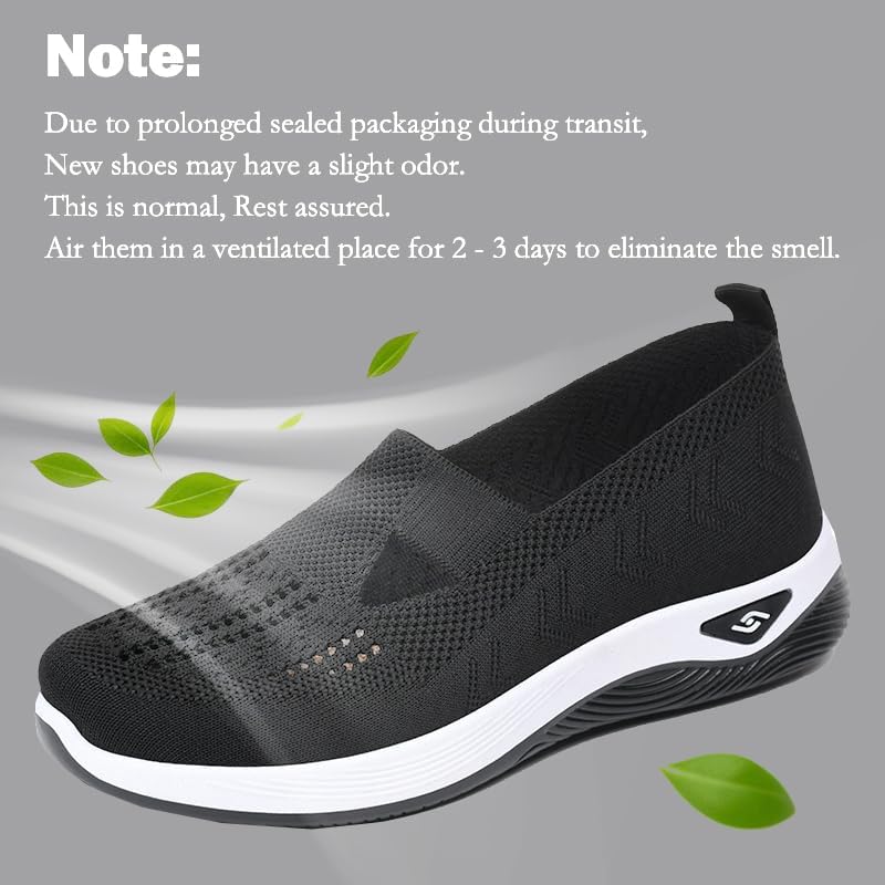 AioTio Women's Breathable Woven Walking Shoes,Slip-on Comfortwear Lightweight Anti-Skid Sneakers,Upgraded Comfortable Insole - Image 4