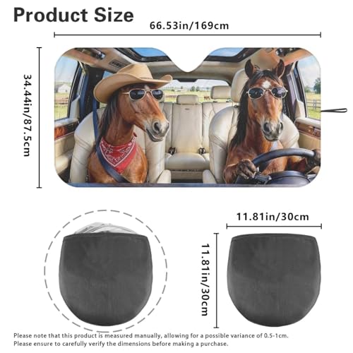 Image of Western Horse Car Windshield Sun Shade - Foldable Car Windshield Sunshade for Front Window for Most Sedans SUV Truck - Autom Interior Accessories for Sun Protection
