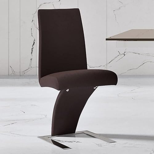 ZURI Muebles Silla de comedor moderna Mesa en cuero sintético marrón y acero inoxidable