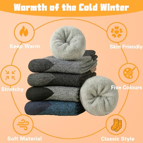 5 Pairs Winter Men Socks Hiking Socks Business Classical Socks Thermal Warm Thickened Retro Snow Casual Socks3