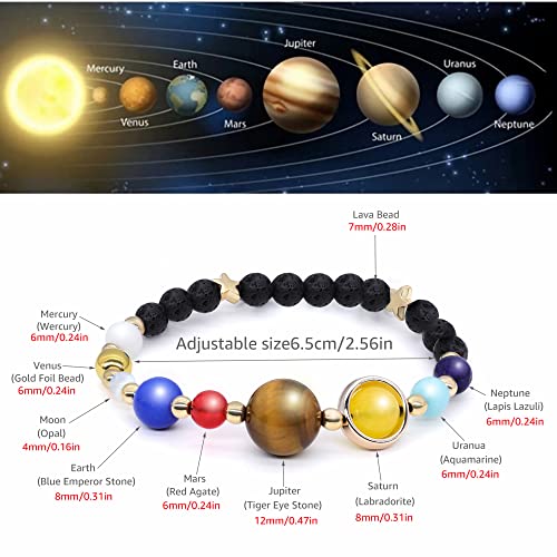Chakra Gemstone Charm Lava Beaded Solar System Galaxy Planet Bracelet Essential Oil Diffuser Aromatherapy Jewelry For Women Men Teen Girls (Planet Diffuser) #TOP1