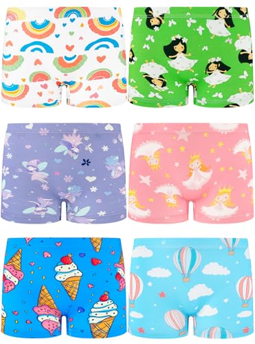 Girls Underwear,Soft Cotton Tagless Panties for Toddlers' & Little Kids' Comfort,Breathable Briefs,6-Pack