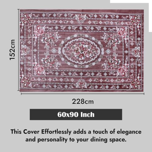 Image of Dakshya Industries Waterproof PVC Table Cover 60x90 Inch for Dining Table, Floral Printed Table Cloth, Washable Oilproof Table Protector, Plastic Cover for 6 Seater & 8 Seater Tables (Coffee)
