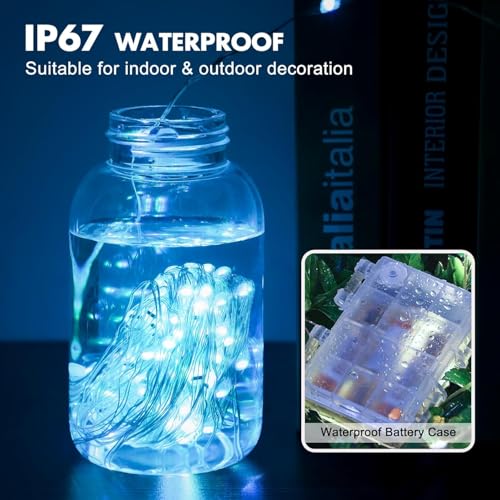 39Ft 120 LED Fairy Lights Battery Operated, RGB Color Changing String Light with Remote and Timer, Battery Powered Twinkle Lights for Bedroom, Dorm, Wall, Mason Jar, Backyard Indoor Outdoor Christmas