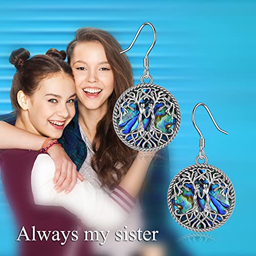 Image of YFN Sister Earrings Gifts from Sister, Sterling Silver Crystal Sister Earrings Jewelry, Birthday Jewelry Gift for Sisters