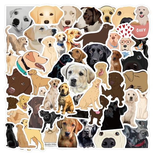 Labrador Aufkleber Labrador Sticker Set 50 Stücke Niedlich Deko für Auto Laptop Skateboard Fahrrad Moped Motorrad Fahrrad Computer,Geeignet für Erwachsene Kinder