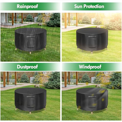 TOHONFOO Round Patio Table Cover, Outdoor Table Covers Waterproof, UV Resistant Outdoor Lawn Patio Furniture Covers, 36\" Dia x 28\" H