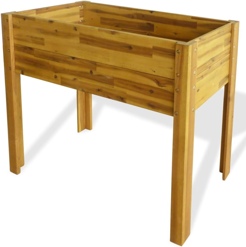 vidaXL Solid Acacia Wood Raised Garden Bed - ic Brown Raised Planter for Outdoor Planting - Weather, Easy to Assemble, Ideal for Flowers and Plants