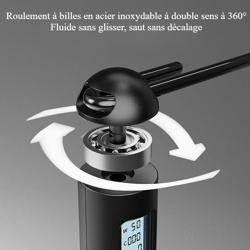 Corde à Sauter Sans Fil Jumpflex Pro – Compteur De Calories, Poignée Antidérapante, Avec Poids, Pour Fitness Et Crossfit