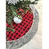 Buffalo plaid christmas tree skirt large 48 diameter red and black checks gray faux fur trim presents gifts plaid christmas decoration  urban country home decor