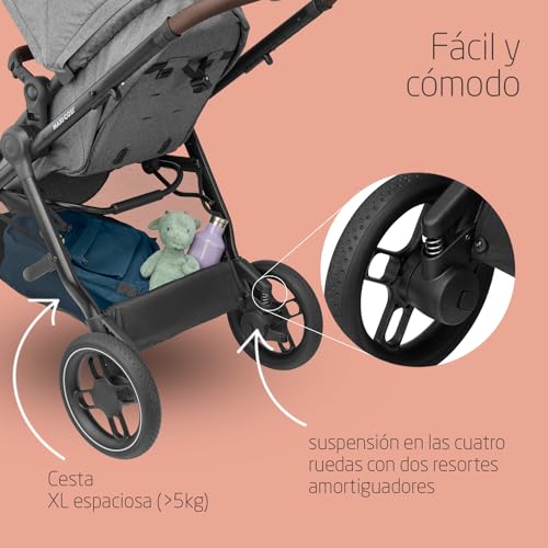 Miniatura 4 de Maxi-Cosi Pack Zelia S Trio Cochecito Bebé 3 Piezas, FamilyFix 360 Base Giratoria - Silla de Paseo 3 en 1 con Cabriofix S i-Size Silla Coche Bebé, 0-4 años, Gris + FamilyFix 360 Base ISOFIX, Negro