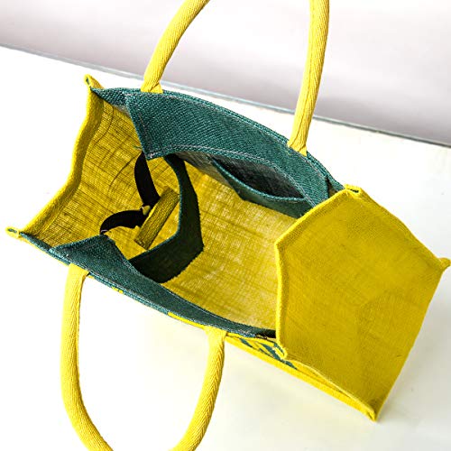 Image of H&B Jute bag for lunch - Tiffin bag for office, lunch bag, bag for men, bag for women, travel bag, tote bag, reusable shopping bag - ZIP, BOTTLE HOLDER - Brush Stroke