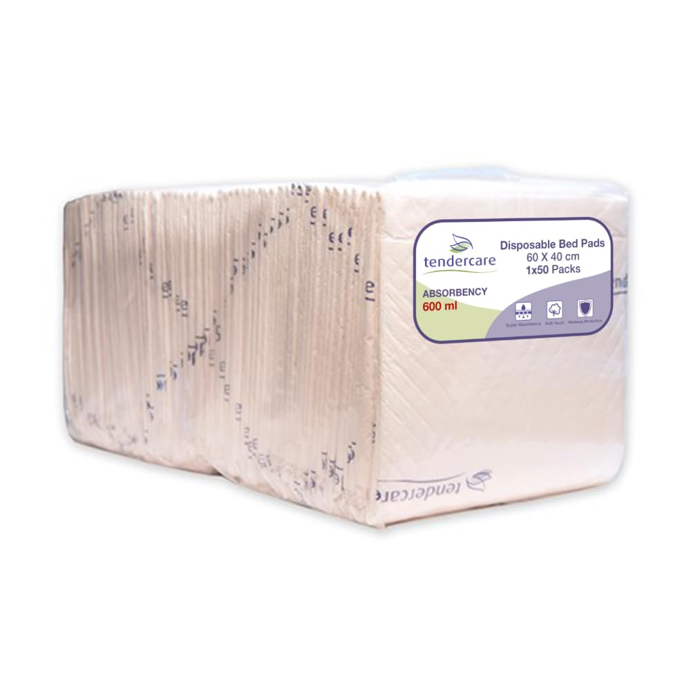 Tendercare White - Incontinence Pads For Beds & Chairs - 100 Disposable Underpads - 60Cm X 40 Cm - Bed Pad For Incontinence - Super Absorbent & Waterproof - 600Ml Absorbency