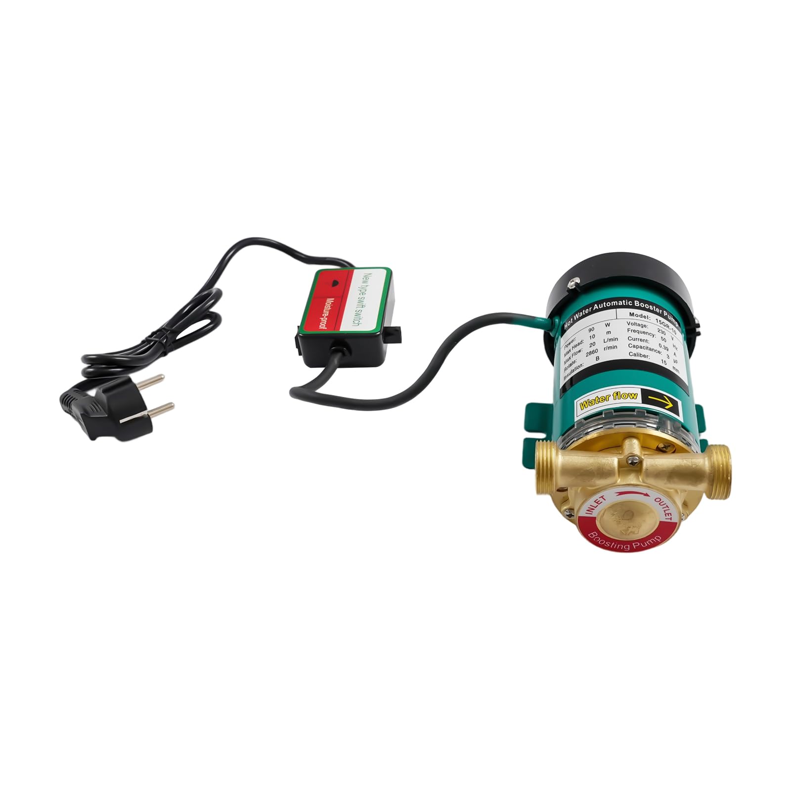 Bomba de agua caliente de 90 W, bomba de calor de 220 V, 2860 rpm, bomba de circulación de calefacción, bomba de aumento de presión 20 l/min, altura de extracción 10 m, bomba centrífuga para garaje