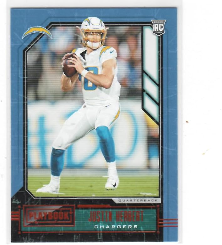 2020 Panini Playbook Orange #103 Justin Herbert Los Angeles Chargers NFL Football Card (RC - Rookie Card) NM-MT