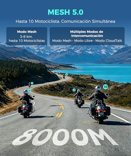 Intercomunicador Casco Moto ASMAX F1S Mesh 10 Vías Individual con Bluetooth 5.3 3