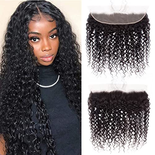 12A Grade Brazilian Curly Lace Frontal 13x4 Ear to Ear Lace Frontal Closure 18 Inch 100% Unprocessed Virgin Remy Kinky C