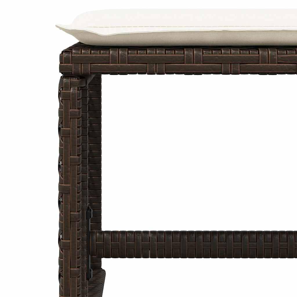 Taboret ogrodowy z poduszką 4 szt. brązowy 41 x 41 x 36 cm polirattanowy