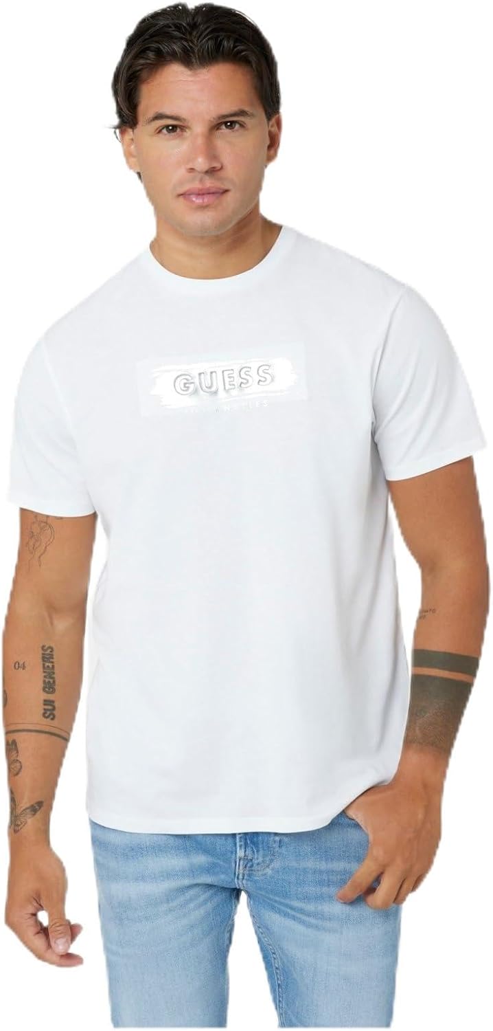 Guess Mens Eco Metallic Deboss Logo Tee