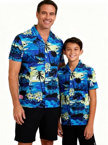 Image of SANGTREE Family Matching Hawaiian Outfits , Casual Beach Travel Clothes ,Vacation Clothing Set for Women & Men & Girls & Boys