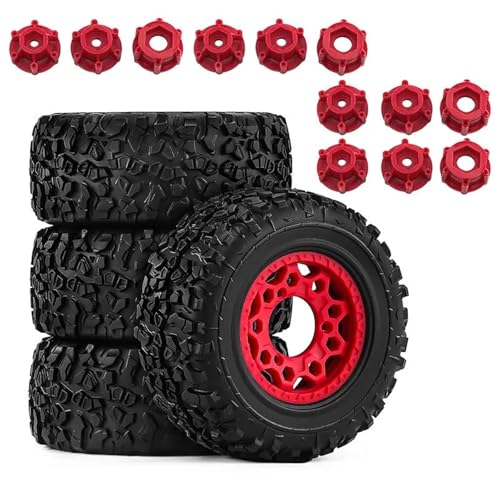 RC�^�C���E�z�C�[�� For TRX4M For SCX24 For FMS Ascent18 For FCX24 1/18 1.3 �C���`�r�[�h���b�N�z�C�[���^�C���N���[���[�A�b�v�O���[�h���g���N�V�����C������(Red)