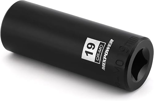 Miniatura 89 de MIXPOWER Enchufe de impacto profundo de 1/2", CR-MO, 1.417 in, métrico, 6 puntos, tuerca de eje de grado de impacto para una fácil extracción