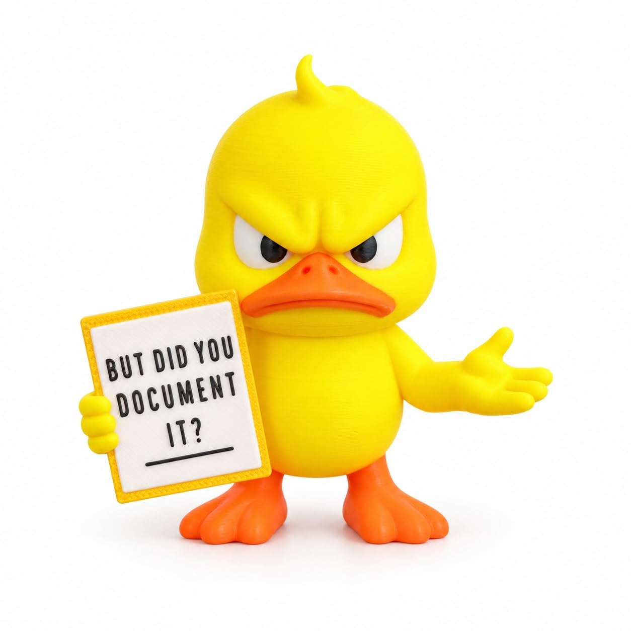 BUT DID YOU DOCUMENT IT ？Angry Duck Figurine, Funny Sarcastic Duck Statue with Office Humor Sign, Humorous Desk Decor, Novelty Desktop Decoration, Funny Gift for Coworkers Managers Office Workers