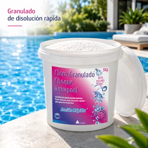 Miniatura 6 de Cloro De Choque En Grano Aquapool Para Una Disolución Rápida En El Tratamiento Inicial De La Piscina 5 Kg