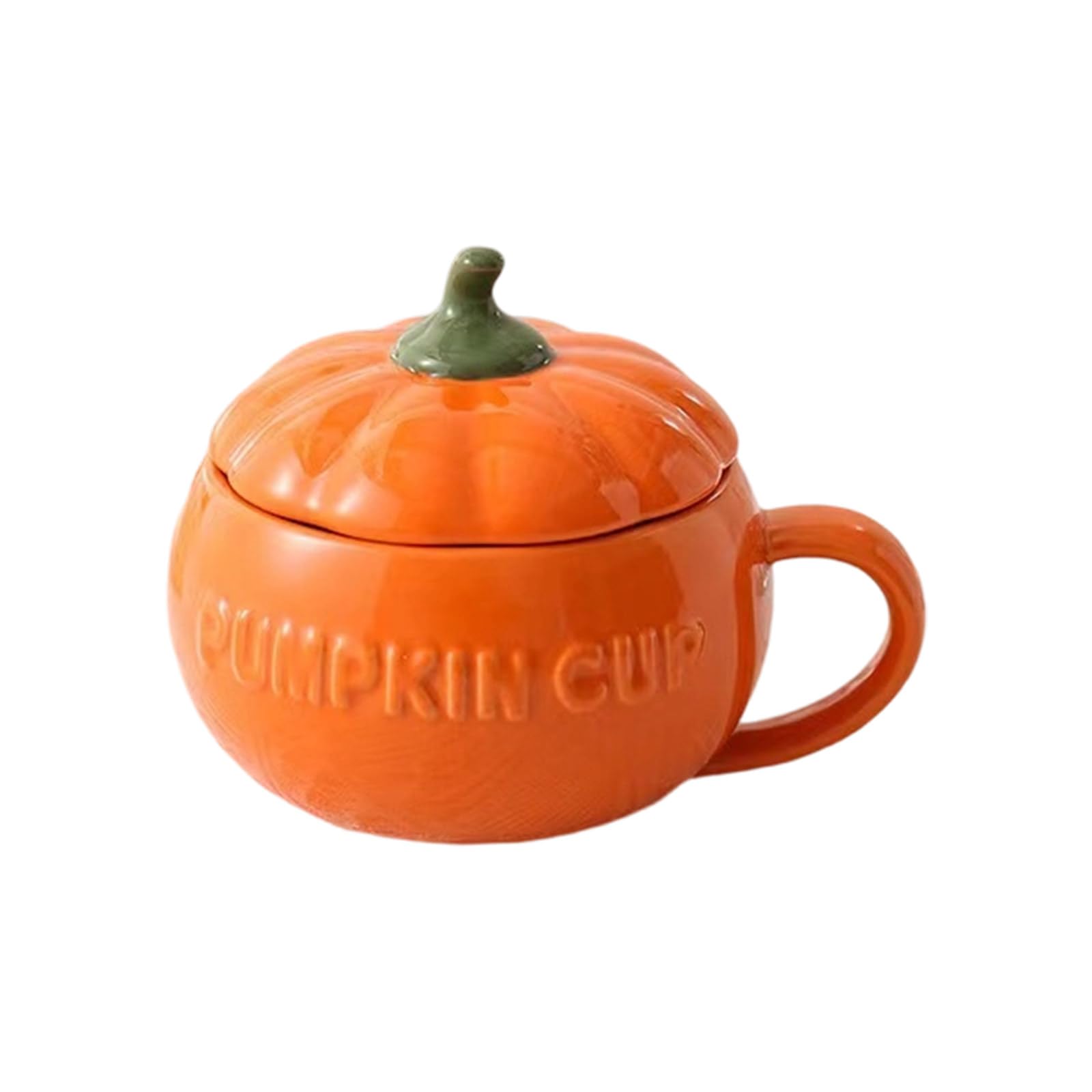 Nucelit Ceramic Halloween Mug Pumpkin Shape Decorative Cup with Lid Suitable for Family Gatherings Pumpkin Shape Coffee Cup Halloween Party Tableware