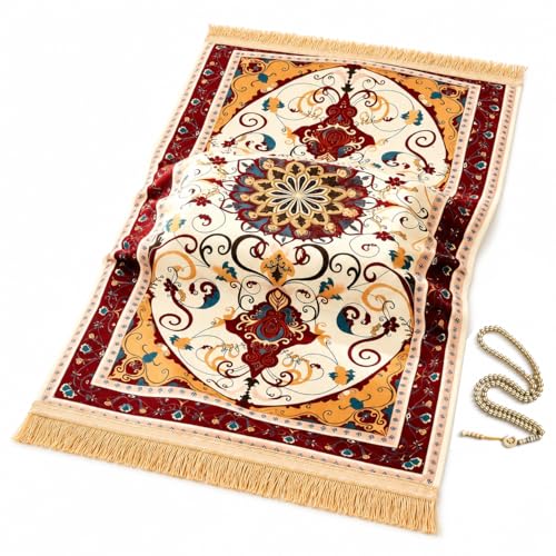 Burgundy UrmiX memory foam prayer mat — the listing claims a 3 inch foam cushion, deepest here