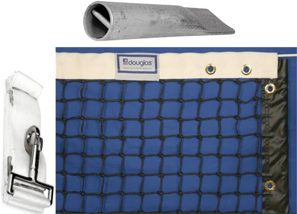 Douglas Tennis Net w Center Strap & Pipe Anchor Included - Court Equipment Package