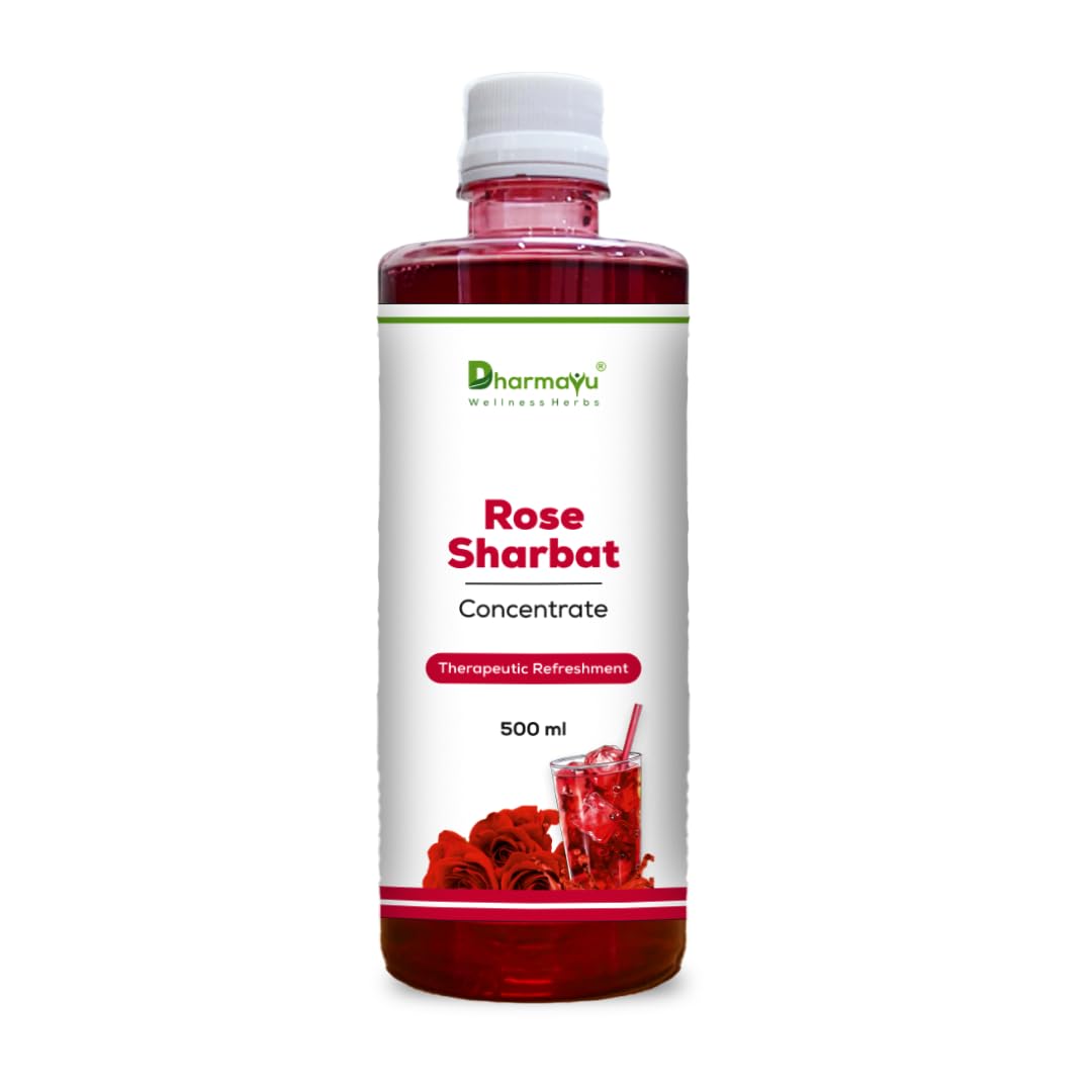 Dharmayu Rose Sharbat Concentrate, 500ml, Ayurvedic Wellness Drink, Natural Refreshment-image-6