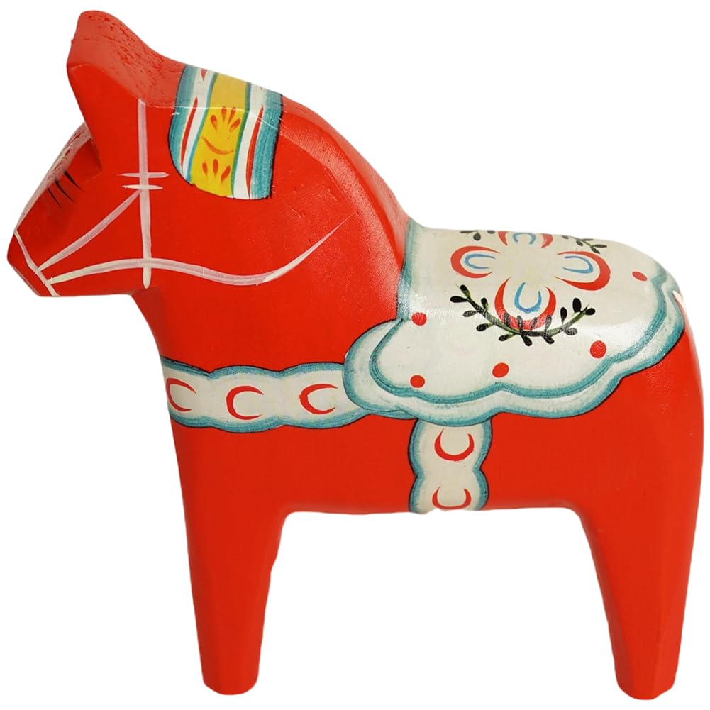 Sculpture de cheval de Dalécarlie suédois fait main pour étagère chic