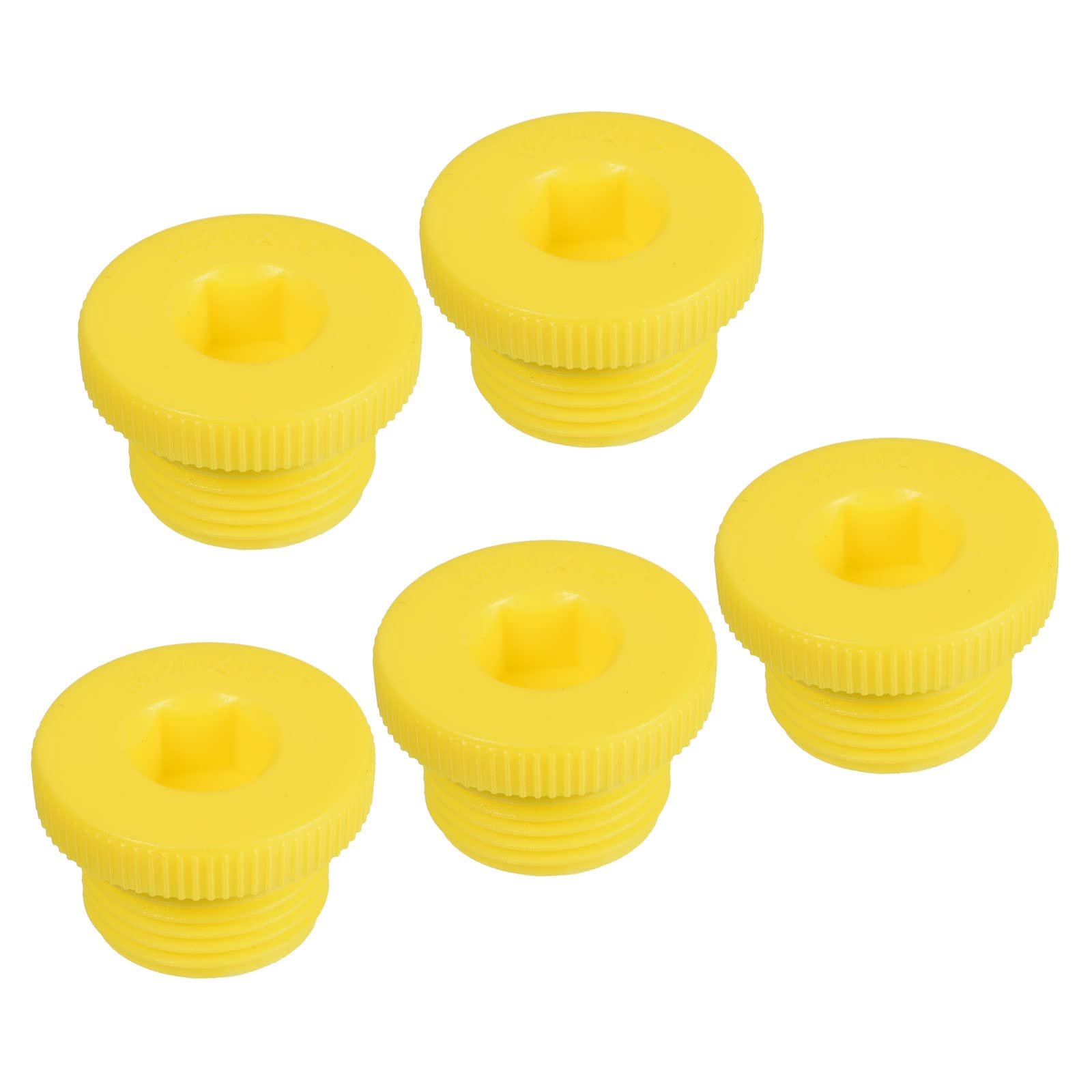 PATIKIL Hold Plugs M20x1.5, 5 Pack PP Plastic Male Threaded Hex Socket Sealing Screw End Cap, Yellow