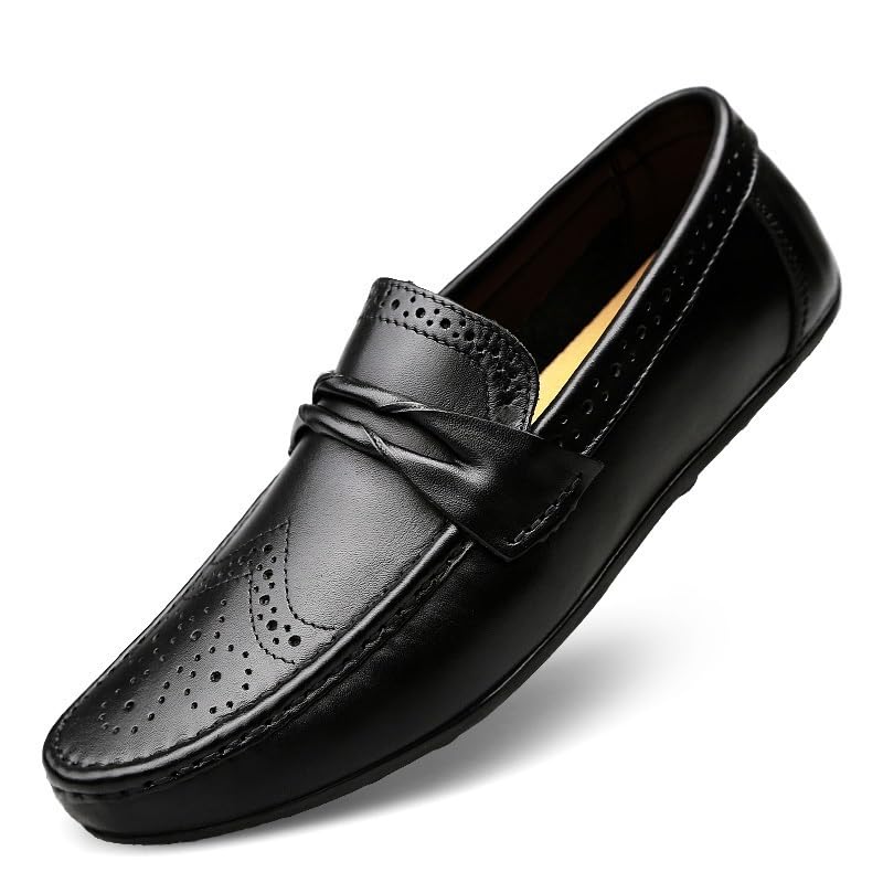 Mens Driving Loafers Pu Leather Vintage Solid Color Anti-Slip Non Classic Slip On3