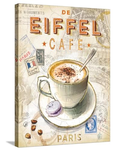 ART.COM Stretched Canvas Print Eiffel Tower Caf? by Chad Barrett, 24" x 32"