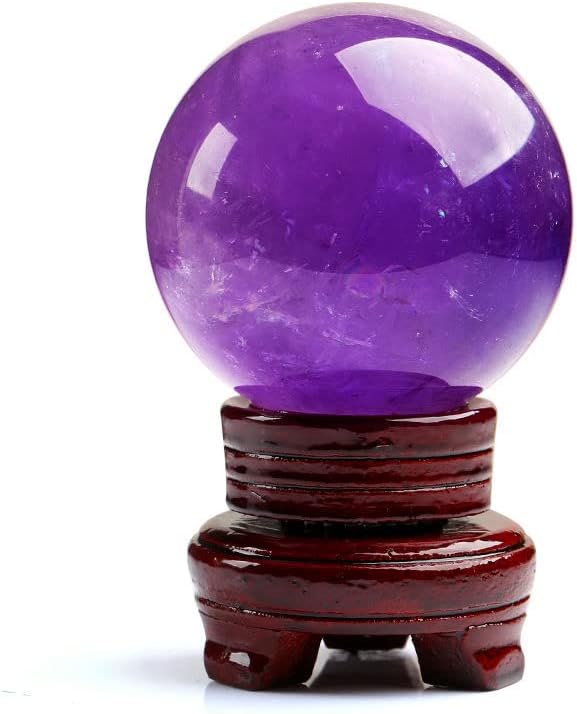 Realgem-Natural Amethyst Quartz Crystal Sphere Ball Healing Stone 50mm + Stand