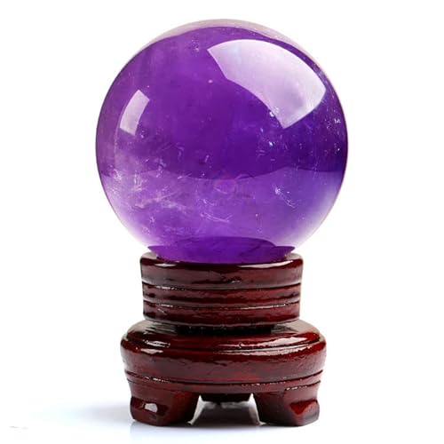 Realgem-Natural Amethyst Quartz Crystal Sphere Ball Healing Stone 50mm + Stand
