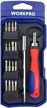 WorkPro WP200516 18 Piece Professional CR-V Ratchet Precision/Electronician Bits Screwdriver Set