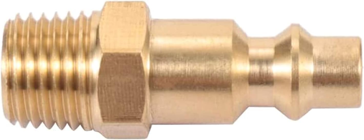 10 Pcs 1/4inch NPT Male Brass Plug Connector Air Hose Quick-Connect Adapter Coupler and Easy to Use Coupler and Tools and Accessories Plumbing Fitting Threaded Quick Connectors