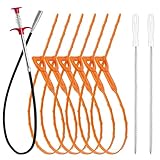 35.5inch Drain Clog Remover(1pcs), 25inch Drain Snake Hair Remover(6pcs) & Cleaning Brush(2pcs), Hair Catcher Drain Auger Cleaner Tool Set For Toilet, Kitchen Sink, Bathroom Tub, Sewer, 9 Pack